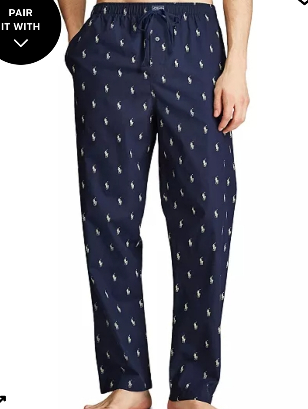 NWOT Ralph Lauren Pajama Pans Navy Blue Polo Logo